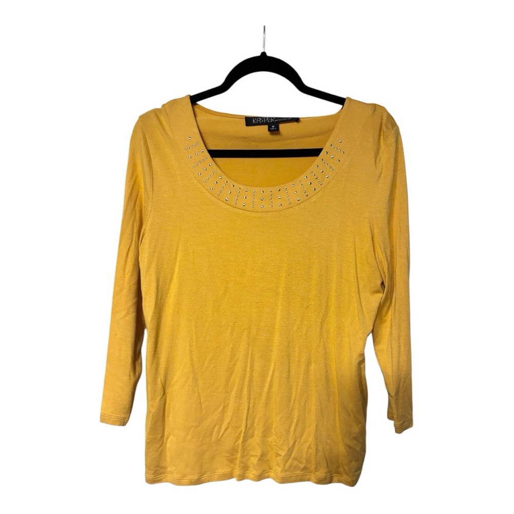 Kasper Mustard Embellished Blouse, women’s medium